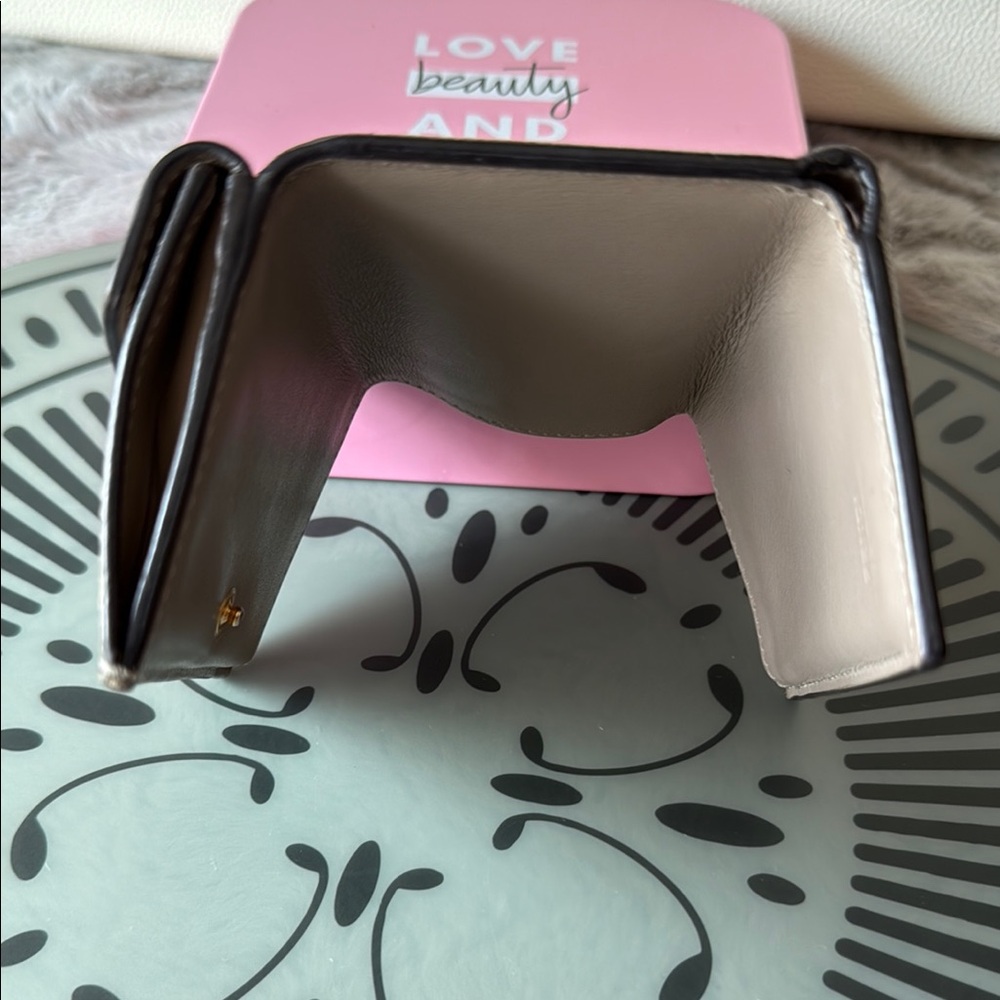 Fendi Micro Trifold Taupe Color Wallet with Gold Fendi “F” Logo Accent - Picture 6 of 12
